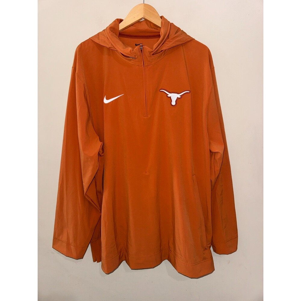 Mens 2XL Nike Texas Longhorns Football 1/4 Zip Team Issued PE Hooded Jacket NCAA